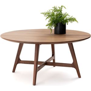 Grote, ronde salontafel, Larsen LA REDOUTE INTERIEURS. Donker hout materiaal. Maten één maat. Kastanje kleur