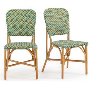 Musette - Set van 2 Gevlochten Stoelen - Groen - Rotan