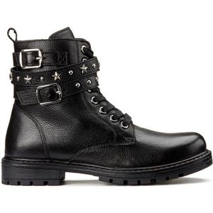 Hoge bottines in leer met veters, rockers look LA REDOUTE COLLECTIONS. Leer materiaal. Maten 32. Zwart kleur