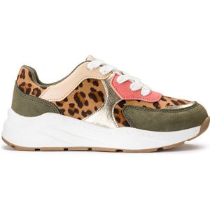 Sneakers met veters, luipaard motief LA REDOUTE COLLECTIONS. Synthetisch materiaal. Maten 29. Multicolor kleur