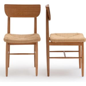 Set van 2 stoelen in massief eik en vlechtwerk, Andre LA REDOUTE INTERIEURS. Hout materiaal. Maten één maat. Kastanje kleur