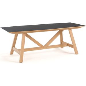 Stalen tafel met verlengstukken, Buondi design E. Gallina AM.PM. Metaal, hout materiaal. Maten 12 personen. Zwart kleur