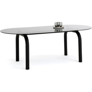 Tafel in staal en smoked glas, Polly