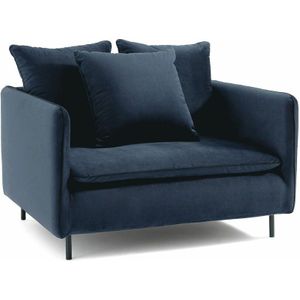 XL fauteuil in fluweel, Ivete LA REDOUTE INTERIEURS. Fluweel materiaal. Maten 1-zit. Blauw kleur