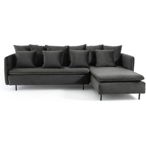 Hoekbank, fluweel, Ivete LA REDOUTE INTERIEURS. Fluweel materiaal. Maten linkerhoek. Grijs kleur