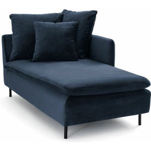 Omvormbare longchair fluweel D158 cm, Ivete LA REDOUTE INTERIEURS. Fluweel materiaal. Maten Longchair hoek rechts. Blauw kleur