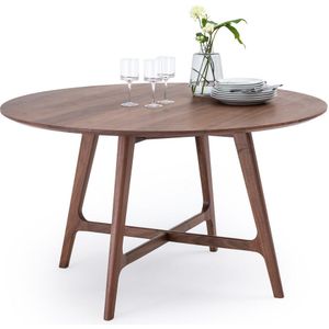 Ronde tafel 4-6 personen, Larsen LA REDOUTE INTERIEURS. Hout materiaal. Maten 6 personen. Kastanje kleur