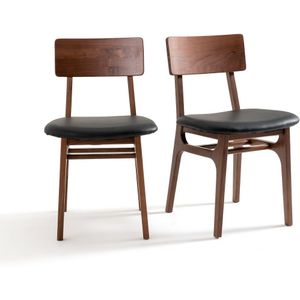 Set van 2 stoelen in notenhout en leer, Larsen LA REDOUTE INTERIEURS. Hout, leer materiaal. Maten één maat. Kastanje kleur