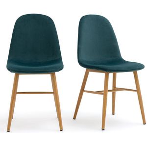 Set van 2 stoelen in fluweel, Polina LA REDOUTE INTERIEURS. Stof materiaal. Maten één maat. Groen kleur