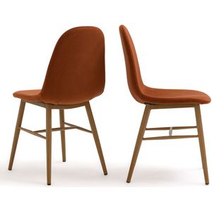 Set van 2 stoelen in fluweel, Polina LA REDOUTE INTERIEURS. Stof materiaal. Maten één maat. Kastanje kleur