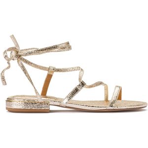 Metallic sandalen, enkellint en platte hak LA REDOUTE COLLECTIONS. Synthetisch materiaal. Maten 39. Goudkleur kleur