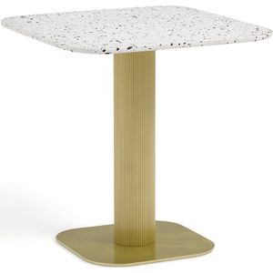 Tuintafel in metaal en terrazzo, Bistro LA REDOUTE INTERIEURS. Metaal materiaal. Maten één maat. Wit kleur