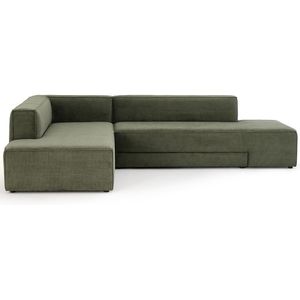 Omvormbare hoekbank in polyester, Ginosa LA REDOUTE INTERIEURS. Polyester materiaal. Maten rechterhoek. Groen kleur