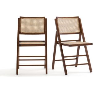 Set van 2 opvouwbare stoelen in beukenhout en riet, Rivia