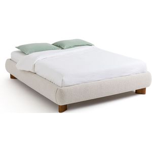 Bed in bouclettestof met bedbodem, Mila LA REDOUTE INTERIEURS. Stof materiaal. Maten 160 x 200 cm. Beige kleur