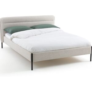 Gestoffeerd bed met lattenbodem, Obias LA REDOUTE INTERIEURS. Stof materiaal. Maten 140 x 190 cm. Beige kleur