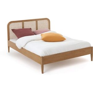 Madara - Bed met Lattenbodem - Beige - Hout en Rotan