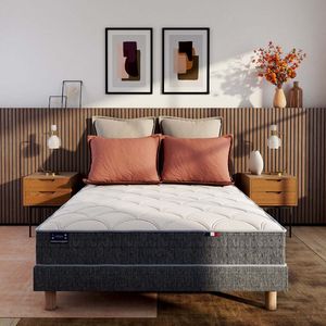 Deco boxspring met 15 flexibele latten LA REDOUTE INTERIEURS. Multiplex materiaal. Maten 90 x 200 cm. Grijs kleur