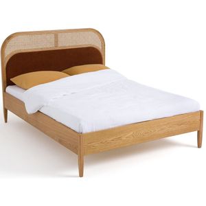 Bed in rotan en fluweel met beddenbodem Buisseau