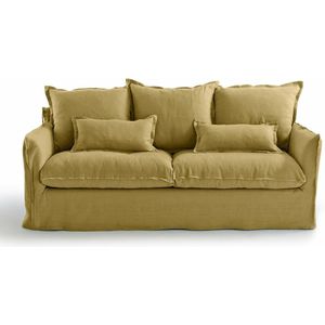 Vaste zetel in gekreukt linnen, Odna LA REDOUTE INTERIEURS. Gekreukt linnen materiaal. Maten 4-zit. Groen kleur