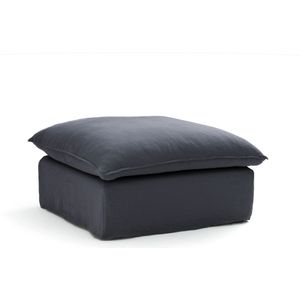 Poef in gekreukt linnen, Odna LA REDOUTE INTERIEURS. Gekreukt linnen materiaal. Maten één maat. Blauw kleur