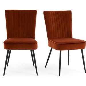 Set van 2 stoelen in retro stijl jaren 50's, Ronda LA REDOUTE INTERIEURS. Stof materiaal. Maten één maat. Kastanje kleur