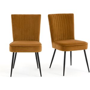 Set van 2 stoelen in retro stijl jaren 50's, Ronda LA REDOUTE INTERIEURS. Stof materiaal. Maten één maat. Geel kleur