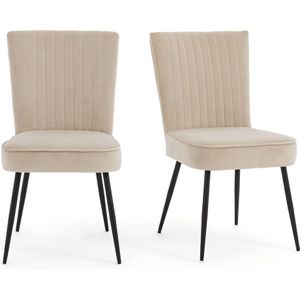 Set van 2 stoelen in retro stijl jaren 50's, Ronda LA REDOUTE INTERIEURS. Stof materiaal. Maten één maat. Beige kleur