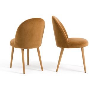 Set van 2 fluwelen stoelen, Inès LA REDOUTE INTERIEURS. Stof materiaal. Maten één maat. Geel kleur