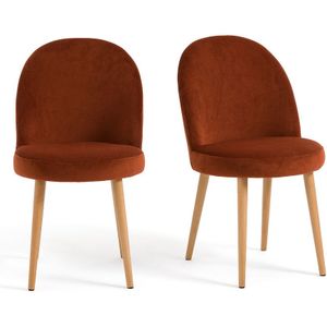Set van 2 fluwelen stoelen, Inès LA REDOUTE INTERIEURS. Stof materiaal. Maten één maat. Kastanje kleur