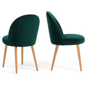 Set van 2 fluwelen stoelen, Inès LA REDOUTE INTERIEURS. Stof materiaal. Maten één maat. Groen kleur