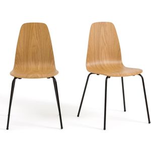 Set van 2 vintage stoelen, Biface LA REDOUTE INTERIEURS. Metaal, hout materiaal. Maten �één maat. Kastanje kleur