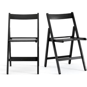 Set van 2 plooibare stoelen, massief beukenhout, Yann SO'HOME. Hout materiaal. Maten één maat. Zwart kleur