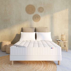 Beklede boxspring met 12 latten LA REDOUTE INTERIEURS. Massief hout materiaal. Maten 120 x 190 cm. Beige kleur