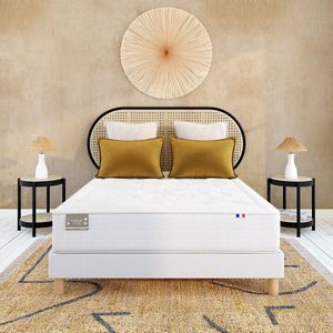 Beklede boxspring met 18 flexibele latten - 3 zones LA REDOUTE INTERIEURS. Multiplex materiaal. Maten 80 x 200 cm. Beige kleur