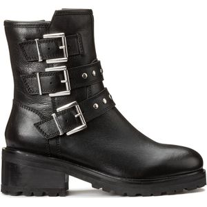 Leren biker boots, brede hak, brede voet, 38-45 LA REDOUTE COLLECTIONS PLUS. Leer materiaal. Maten 44. Zwart kleur