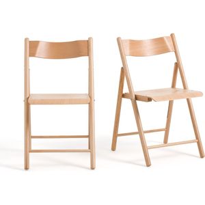 Set van 2 plooibare stoelen, beukenhout, Panni LA REDOUTE INTERIEURS. Hout materiaal. Maten één maat. Beige kleur