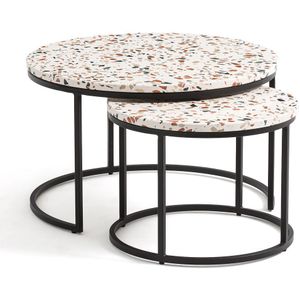 Set van 2 mimi salontafels in terrazzo, Hervé LA REDOUTE INTERIEURS. Metaal materiaal. Maten één maat. Wit kleur