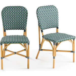 Set van 2 stoelen, gevlochten en rotan, Musette LA REDOUTE INTERIEURS. Rotan materiaal. Maten één maat. Blauw kleur