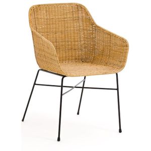 Tafelfauteuil in gevlochten rotan, Melawi LA REDOUTE INTERIEURS. Rotan materiaal. Maten één maat. Beige kleur