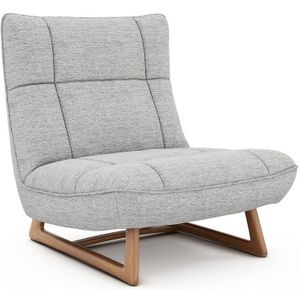 Fauteuil versie eik en mêlee stof, Lafar AM.PM. Wol materiaal. Maten één maat. Grijs kleur