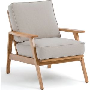 Vintage fauteuil in eik en katoen/linnen, Linna LA REDOUTE INTERIEURS. Katoen / linnen materiaal. Maten één maat. Beige kleur