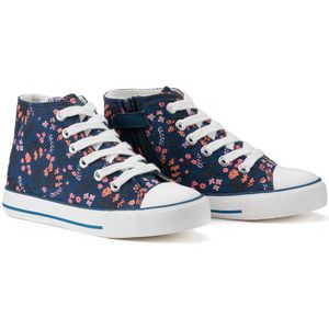 Hoge sneakers in stof, bloemenprint, rits LA REDOUTE COLLECTIONS. Canvas materiaal. Maten 28. Blauw kleur