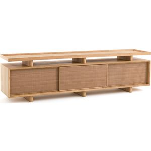 Propono - TV-meubel - Naturel Eikenhout - Geweven Leer
