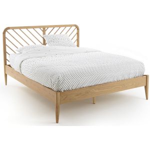 Bed met massief eiken basis en Anda eiken fineer LA REDOUTE INTERIEURS. Hout materiaal. Maten 180 x 200 cm. Beige kleur