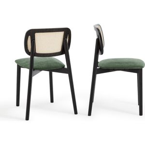 Set van 2 stoelen in beukenhout en vlechtwerk, Rivio LA REDOUTE INTERIEURS. Hout materiaal. Maten één maat. Groen kleur
