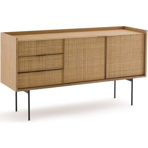 Buffetkast in fineereik en rotanriet, Louison LA REDOUTE INTERIEURS. Hout, medium (MDF) materiaal. Maten één maat. Kastanje kleur