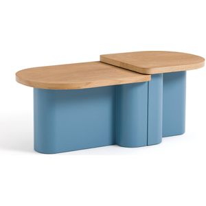 Set van 2 mimi tafels, Louve LA REDOUTE INTERIEURS. Hout materiaal. Maten één maat. Blauw kleur