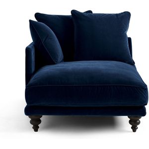 Longchair in fluweel, Lazare AM.PM. Viscose mix materiaal. Maten Longchair hoek rechts. Blauw kleur