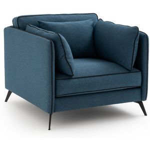 Getextureerde fauteuil Sofia LA REDOUTE INTERIEURS. Polyester materiaal. Maten 1-zit. Blauw kleur